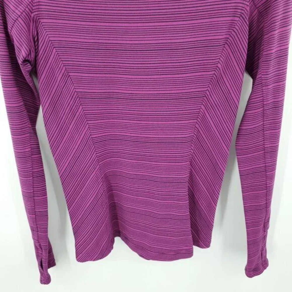 Lululemon Kanto Catch Me Long Sleeve 4 Stripe Regal Plum Naval Blue